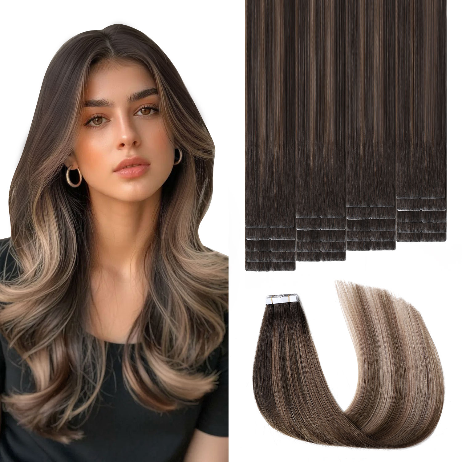 Invisible Tape In Extensions Real Hair - Sweetmet Görünmez Bantlı Saç Uzatma Seti,